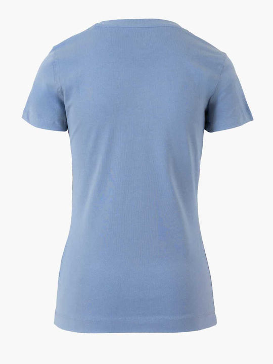 Women's Cotton Blouse with Spaghetti Straps Light Blue