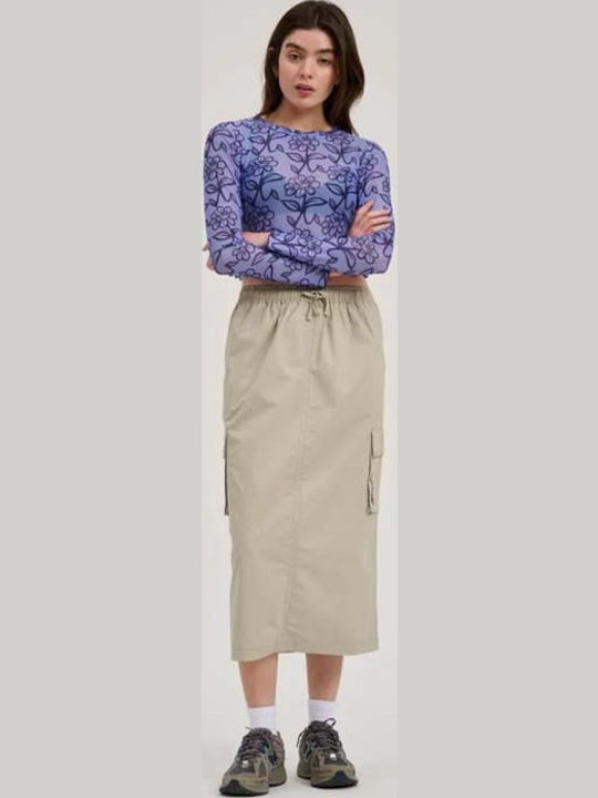 Women's Crop Top Long Sleeve Floral Blue / Dark Blue