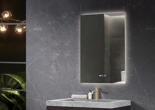 Acp Καθρέφτης Μπάνιου Led 70x120cm Αφής Αντιθαμβωτική Λειτουργία & Ένδειξη Θερμοκρασίας