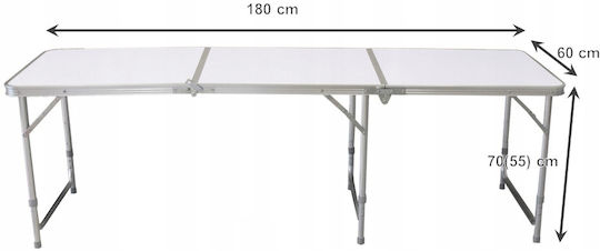 Tabelul Aluminiu pentru Camping Pliabil în cazul în care 60x12cm Alb