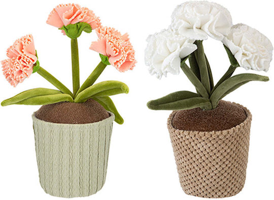 Pms Plush Flower Pot 33cm Carnation Coral