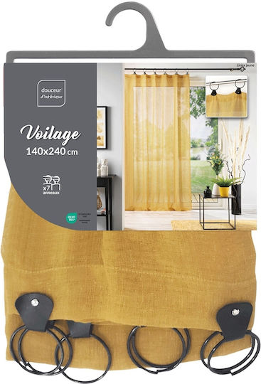 Douceur d'Intérieur Κουρτίνα με Τρουκς Κίτρινη 140x240εκ.