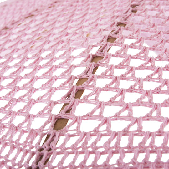 Professional Circular Wicker Umbrella with Wooden Frame in Pink F2xY2.5m