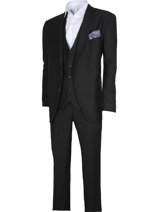 Costum Bărbați Cu vestă cu Croială Normală Negru