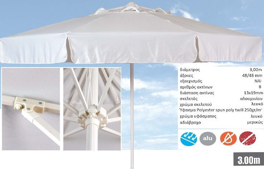 Umbrelă Profesională Rotundă Din Aluminiu Albă Φ3m