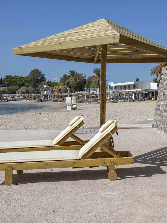 Ομπρέλα Δαπέδου Τετράγωνη Ξύλινη Γαλάζια 2x2m