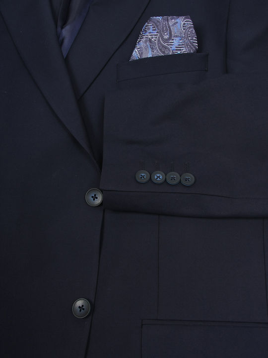 Men's Suit with Vest Regular Fit Blue