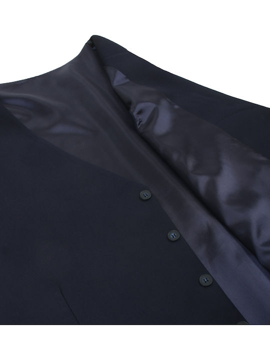Men's Suit with Vest Regular Fit Blue