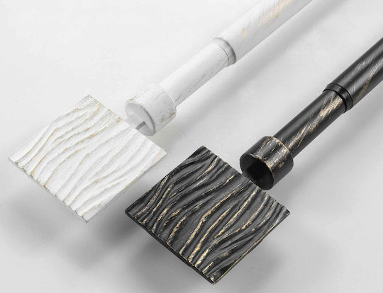 Douceur d'Intérieur Extendable Metallic Curtain Pole Tempo Single Diameter 19mm Length 210-120cm White/Gold