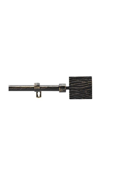 Douceur d'Intérieur Extendable Metallic Curtain Pole Tempo Single Diameter 19mm Length 210-120cm Black/Gold