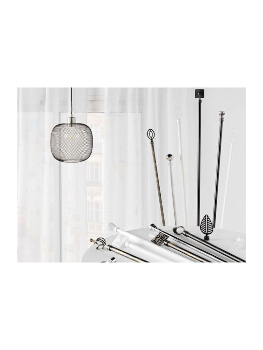 Douceur d'Intérieur Extendable Metallic Curtain Pole Tempo Single Diameter 19mm Length 210-120cm White/Gold