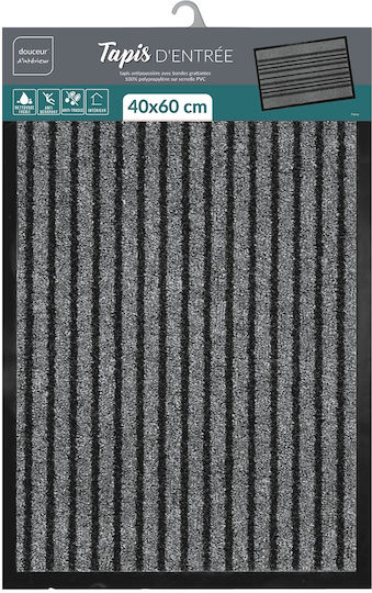 Douceur d'Intérieur Covor de Intrare Antiderapant Toscan Negru 60x40buc Grosime 10mm