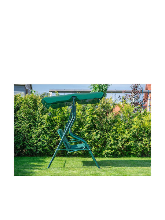 Garten & Veranda Schaukel mit Basis und Kissen 3 Sitze Kunststoff Grün L170xB100xH150cm
