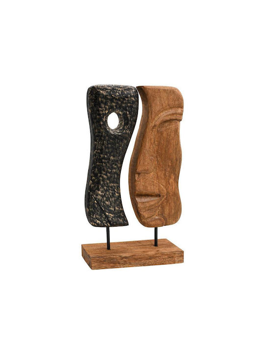 Wooden Decorative Face Mask Fylliana Fl0044 Natural-Black Antique Finish 26x10x47cm