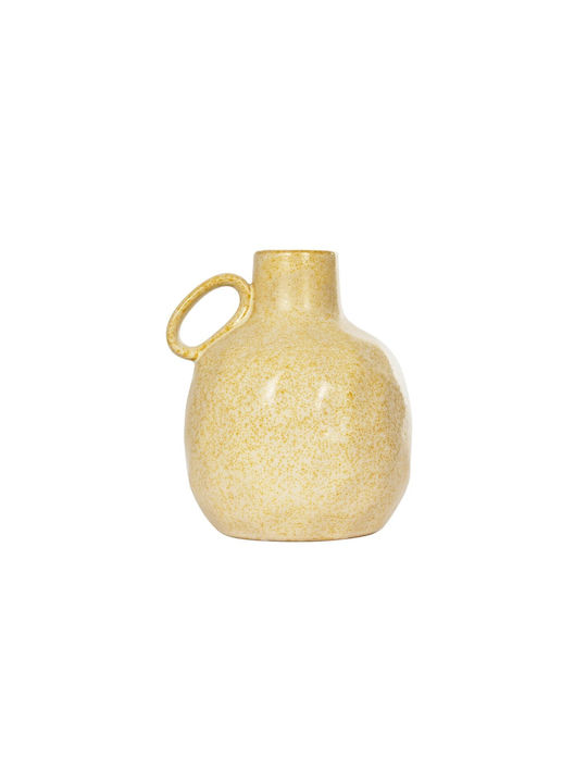 Globostar Artificial Garden Scheelite 21507 Decorative Ceramic Vase Beige Φ15 X H17 Cm