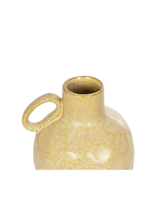 Globostar Artificial Garden Scheelite 21507 Decorative Ceramic Vase Beige Φ15 X H17 Cm