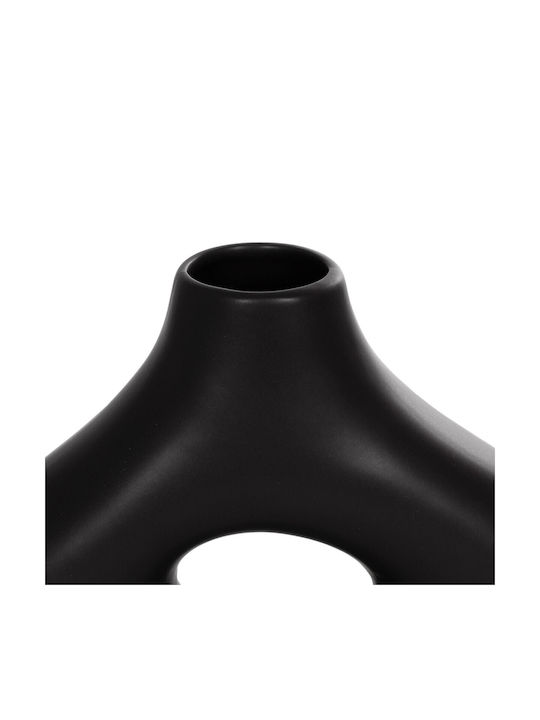 Globostar Künstlicher Garten Horizon 21252 Dekorative Keramikvase Schwarz D18 x B6 x H15 cm