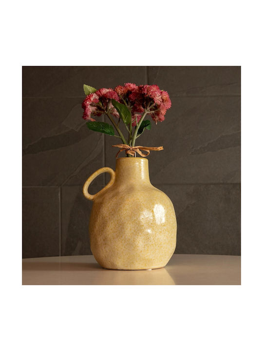 Globostar Artificial Garden Scheelite 21507 Decorative Ceramic Vase Beige Φ15 X H17 Cm