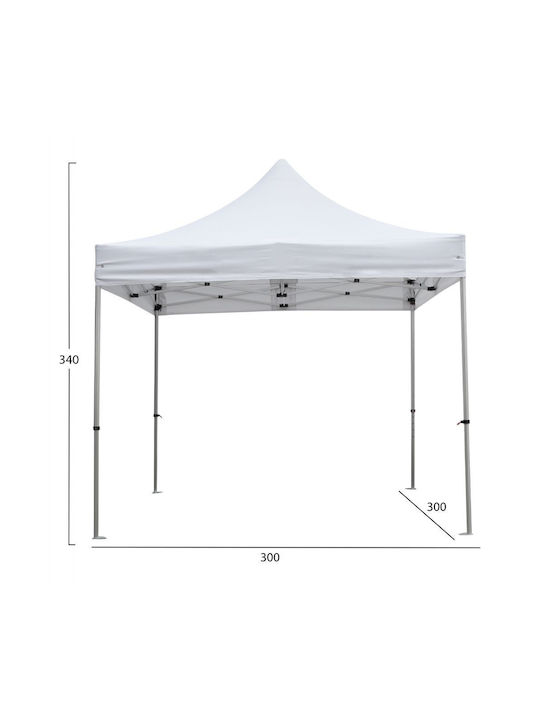 HomeMarkt Πτυσσόμενο Κιόσκι Κήπου CRESSEN Λευκό 3x3m