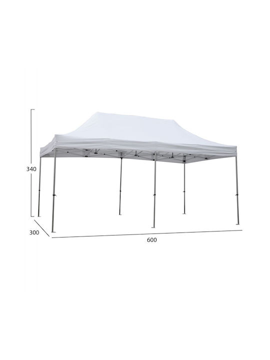 HomeMarkt Πτυσσόμενο Κιόσκι Κήπου CRESSEN Λευκό 3x6m