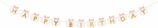 PartyDeco Happy Birthday Γιρλάντα για Party σε Ροζ χρώμα 12εκ.