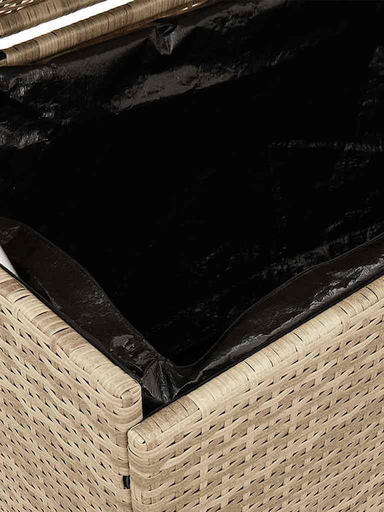 vidaXL Μπαούλο Αποθήκευσης Εξωτερικού Χώρου Rattan Μπεζ Μ160xΠ55xΥ75εκ.
