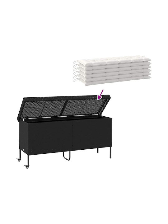 vidaXL Cutie de depozitare pentru exterior Rattan Negru L160xW55xH75buc