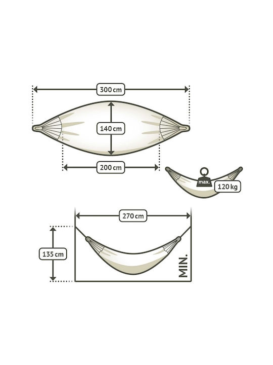 Showood Αιώρα Υφασμάτινη Γκρι 300x140εκ.