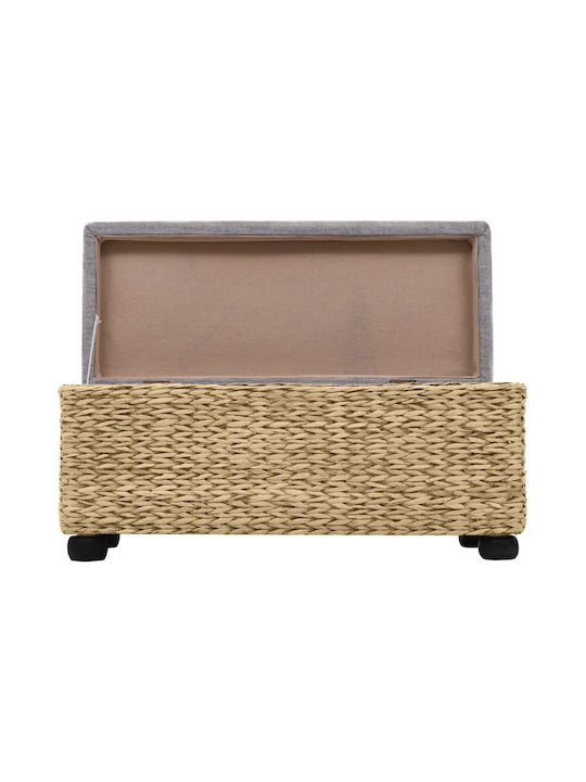 Garden Stool Cube Outdoor Rattan with Cushion Natural / Gray 2 Pieces 85x40x35cm