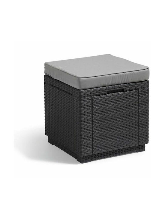 Garden Stool Rattan Cube with Cushion Graphite 42x42x39cm