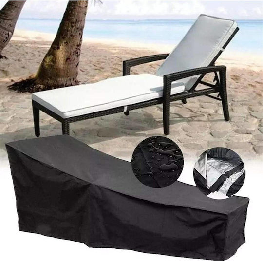 Husă Impermeabilă De Protecție Pentru Chaise Lounge 210x75x80cm În Culoare Neagră