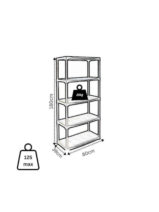 Ραφιέρα Πλαστική Linea Tempo με 5 Ράφια Μαύρη 80x39x180cm