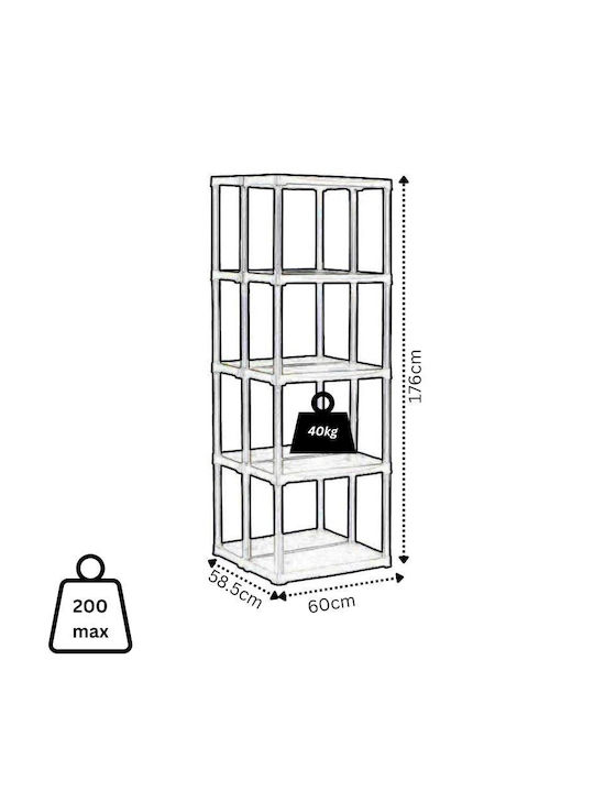Plastic Outdoor Shelving Unit with 5 Shelves Black 60x58.5x176cm