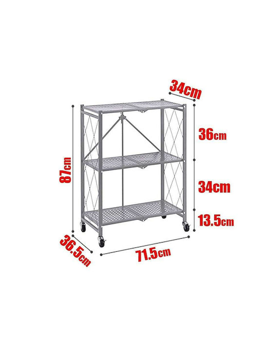 Ραφιέρα Metallisch mit 3 Regalen Gray 71.5x34x87cm