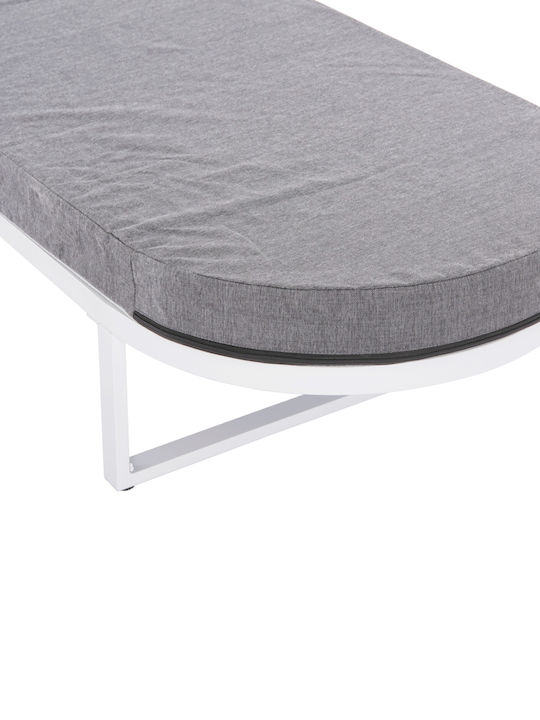 Șezlong Aluminiu Mallow Cu Pernă Albă 198x71x40.5cm
