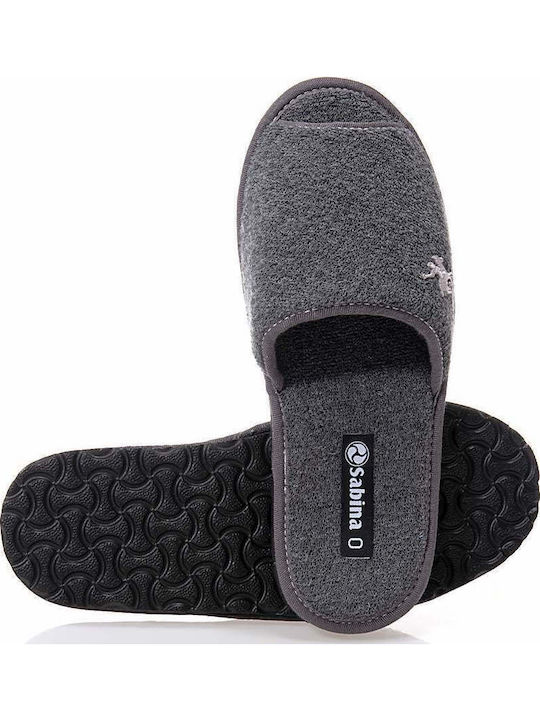 Sabina Men's Terry Slippers Gray
