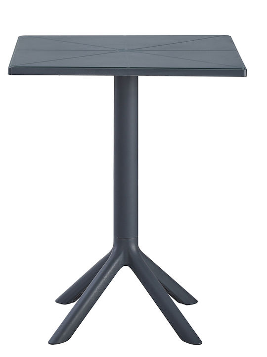 Catering Table for Small Outdoor Spaces Made of Polypropylene Foldable Terrin Dark Grey 60.5x60.5x76cm
