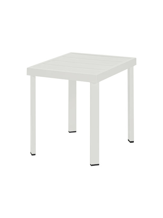 Auxiliary Outdoor Free Standing Table with Polywood Surface and Aluminum Frame White 44x40x45cm