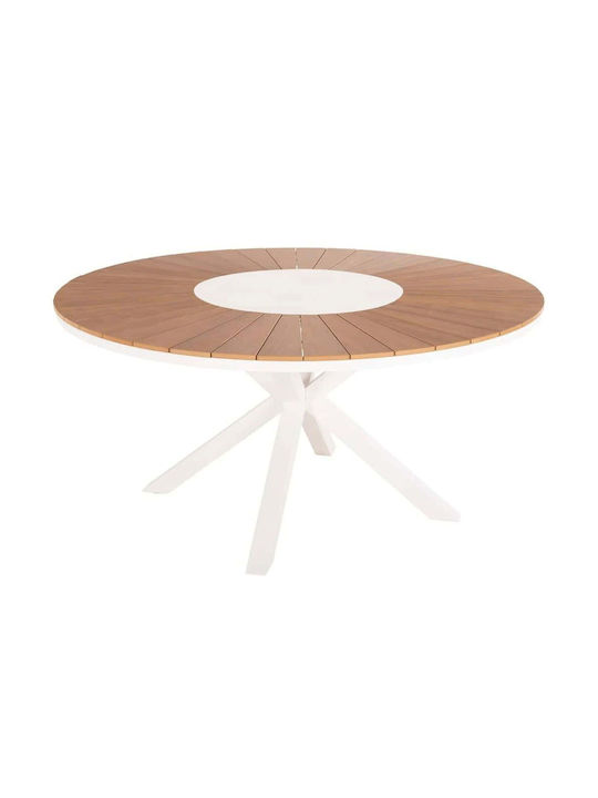 Masa pentru spații exterioare Aluminiu cu suprafață din lemn Moril Alb 150x150cm