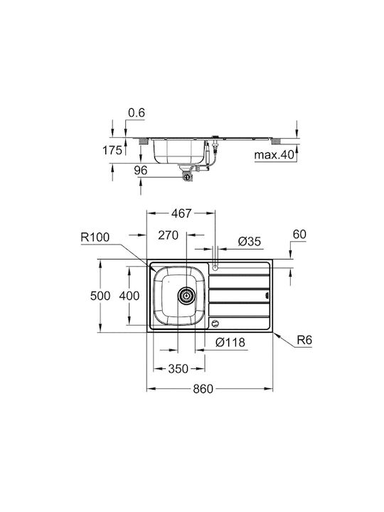 K200 Edelstahl Spülbecken Abtropfer 31552sd1 Grohe