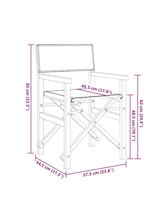 Regiestuhl Hölzernes Cream 2Stück 57x54.5x85εκ.