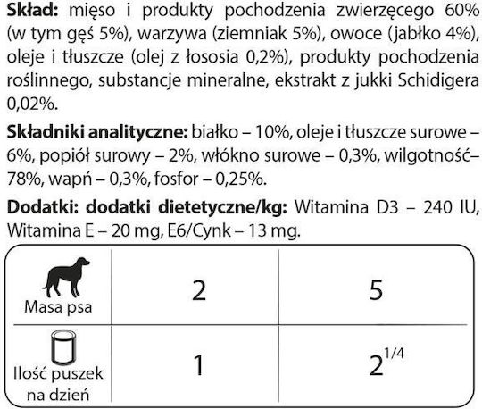 Dolina Noteci Premium Goose Potato Apple Wet Dog Food Wet Food Dogs in Cans with Potatoes, Rice and Rabbit Gluten-Free 100gr