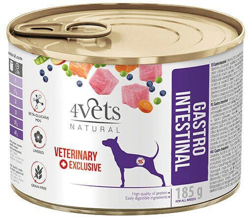 4Vets Wet Food Dogs in Cans with Turkey Grain-Free & Gluten-Free 185gr