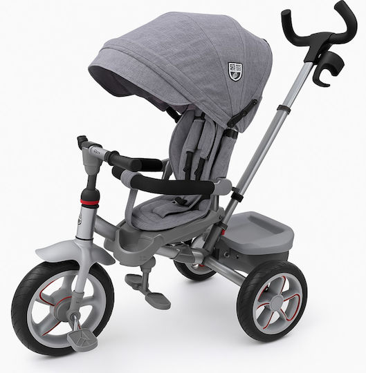 Kikka Boo Kids Tricycle Bicycle Zax Convertible with Storage Space, Tent & Parental Handle for 1.5+ Years Gray