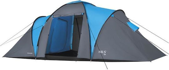 Nils Highland Winter Camping Tent Tunnel Mountaineering Blue with Double Cloth for 6 People Waterproof 4000mm 570x210x200cm