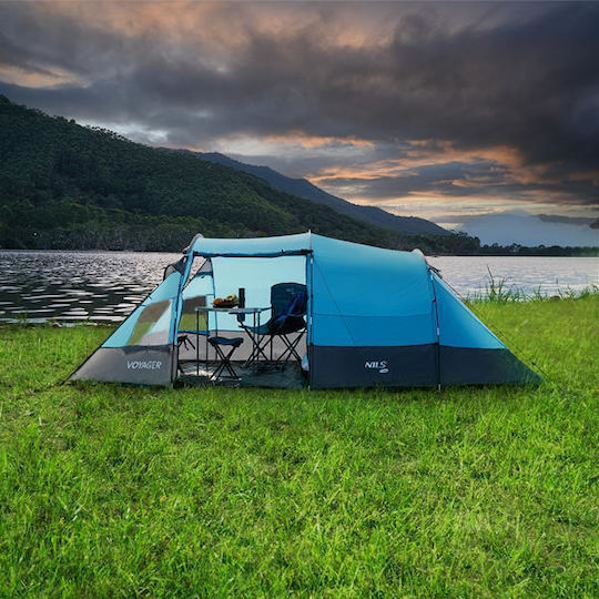 Nils NC3027 Camping Tent Tunnel Blue 3 Seasons for 4 People 450x260x150cm