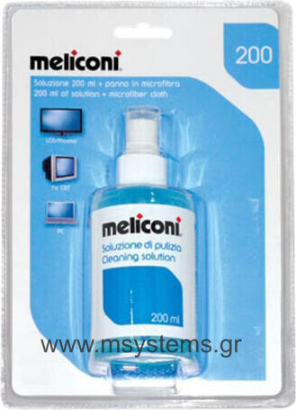 Meliconi Καθαριστικό Οθόνης Υγρό Καθαρισμού και Πανί με Μικροΐνες 200ml