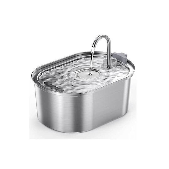 Pet Interest Automatic Stainless Steel Waterer / Fountain for Dog & Cat 3.2lt in Gray Color
