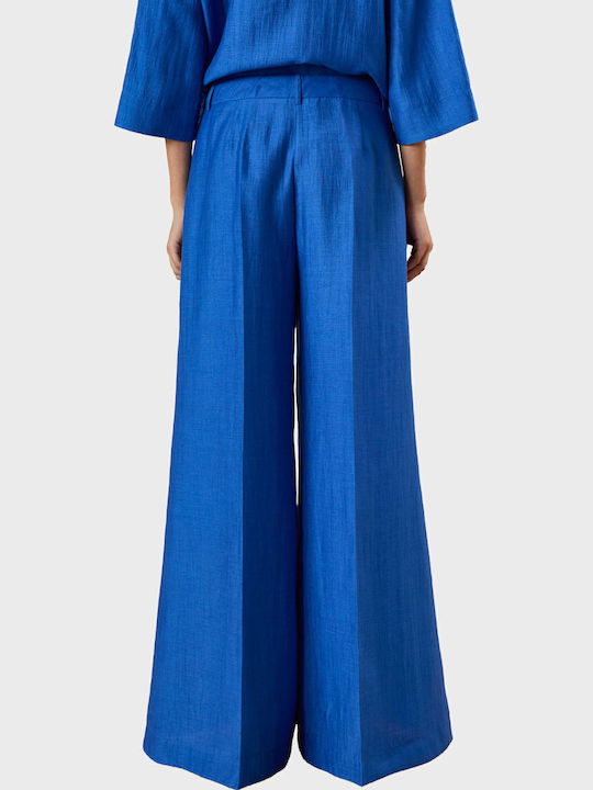 Damen Leinen Hose Royal Blue