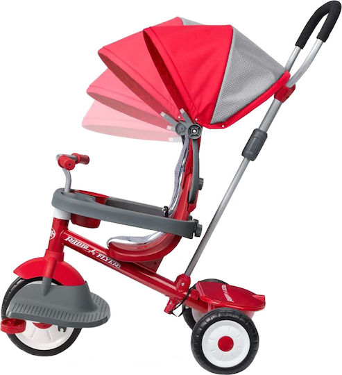 Radio Flyer Tricicletă Pentru Copii Cu Mâner Pentru Părinți 4 În 1 Pentru 1-5 Ani Gri